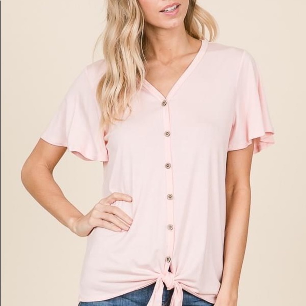 Blush tie short sleeve tee